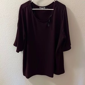 Calvin Klein 2X Deep Purple Blouse, split sleeves